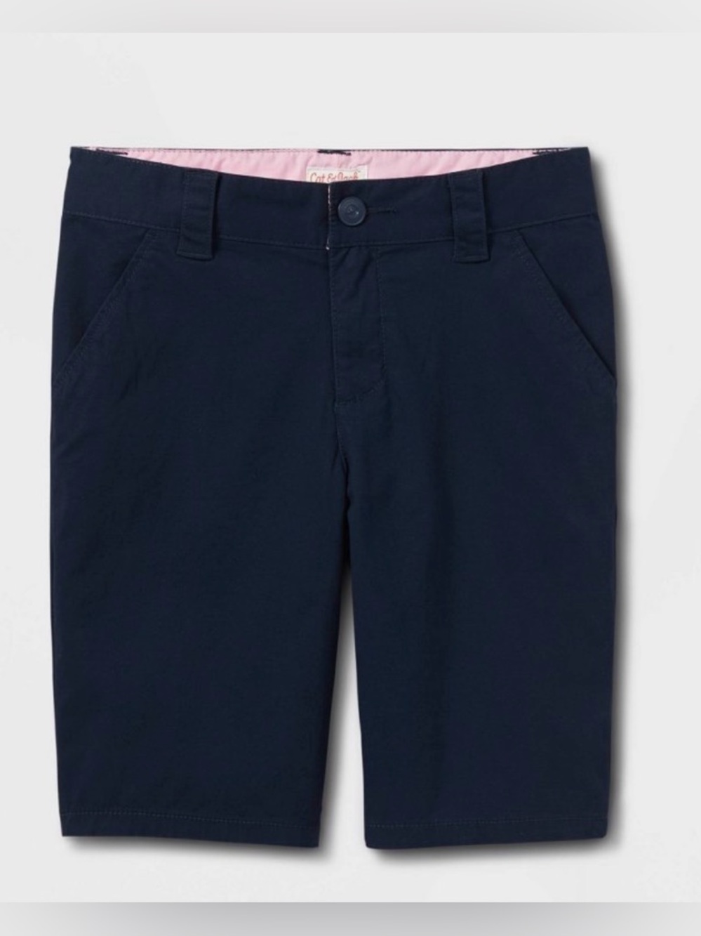 Girls Cat & Jack Size 5 Uniform Chino Shorts Navy Adjustable Waist NEW